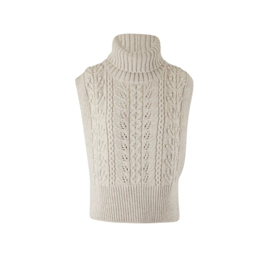 Veronica Beard Collina Sweater Vest Womens XS Small Oatmeal Beige Cable Knit